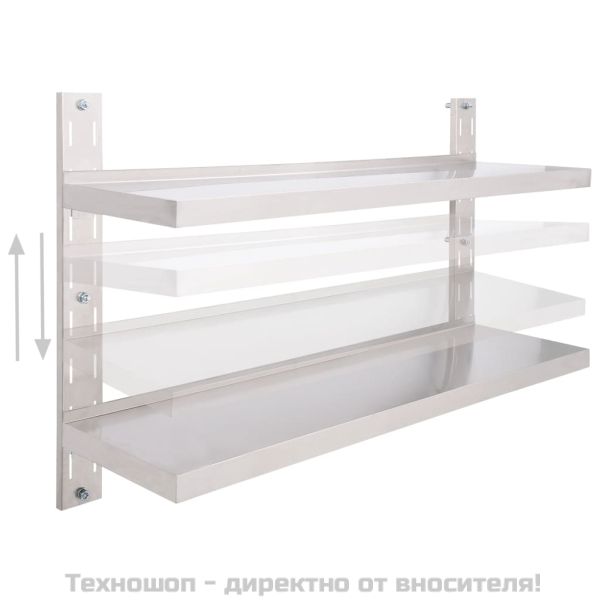 Стенен рафт с 2 нива, неръждаема стомана, 120x30 см