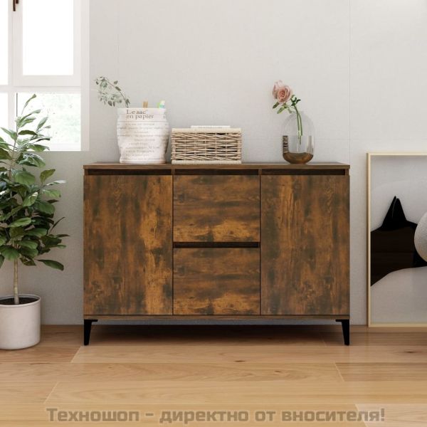 Сайдборд, опушен дъб, 102x35x70 см, инженерно дърво