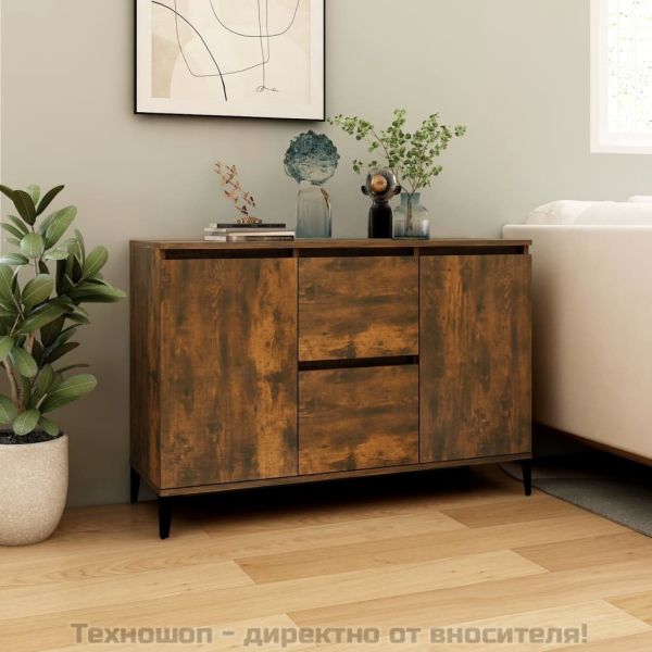 Сайдборд, опушен дъб, 102x35x70 см, инженерно дърво