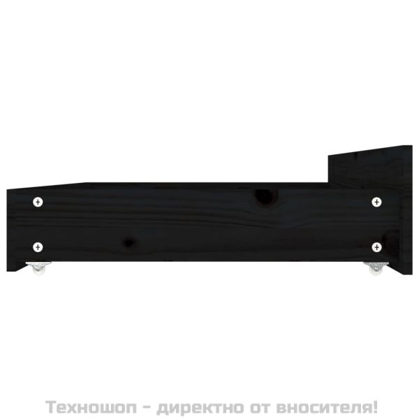 Чекмеджета за легло, 4 бр,Черен, бор масив