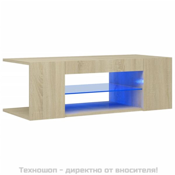 ТВ шкаф с LED осветление, дъб сонома, 90x39x30 см
