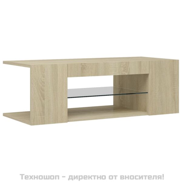 ТВ шкаф с LED осветление, дъб сонома, 90x39x30 см