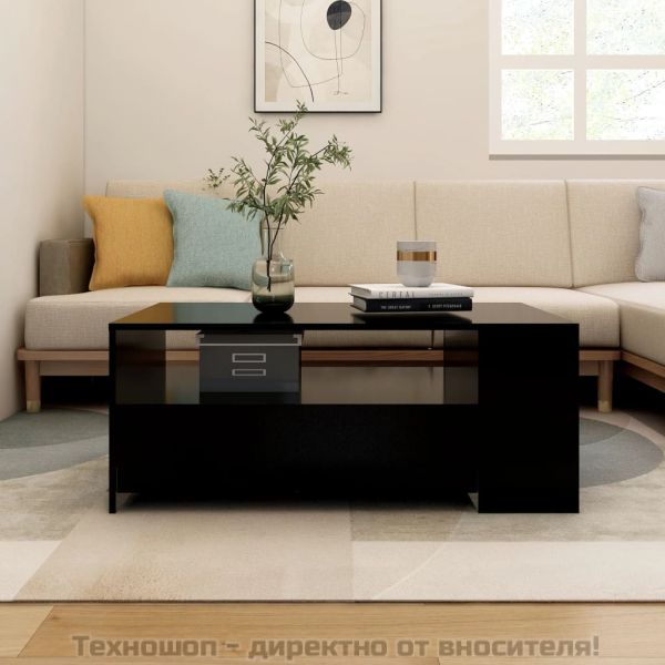 Кафе маса, черна, 102x55x42 см, инженерно дърво