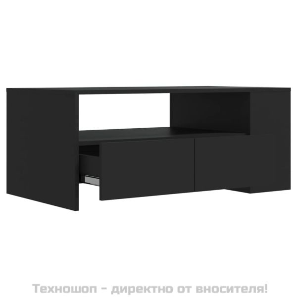 Кафе маса, черна, 102x55x42 см, инженерно дърво