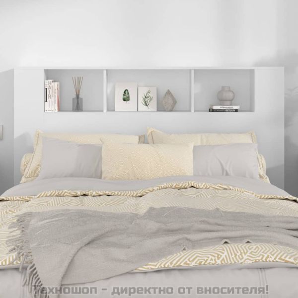 Табла за легло тип шкаф, бяла, 160x18,5x104,5 см