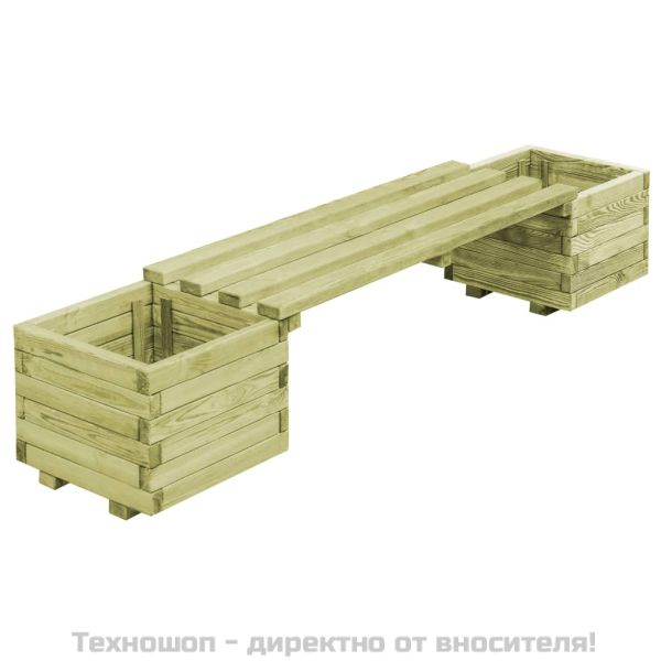 Градинска пейка със саксии, импрегнирана борова дървесина