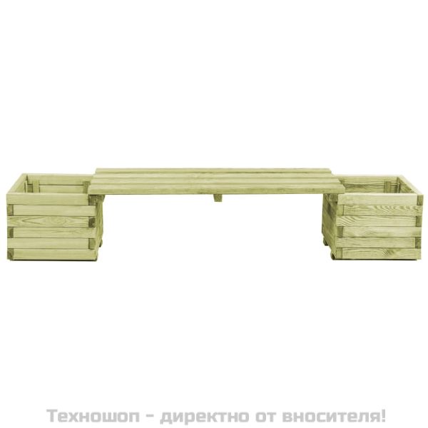 Градинска пейка със саксии, импрегнирана борова дървесина