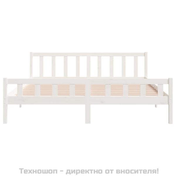 Рамка за легло, бяла, бор дърво масив, 160х200 см