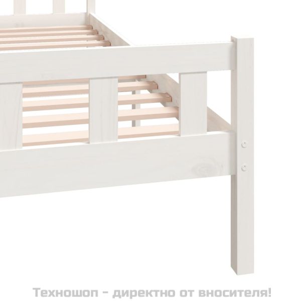 Рамка за легло, бяла, бор дърво масив, 160х200 см