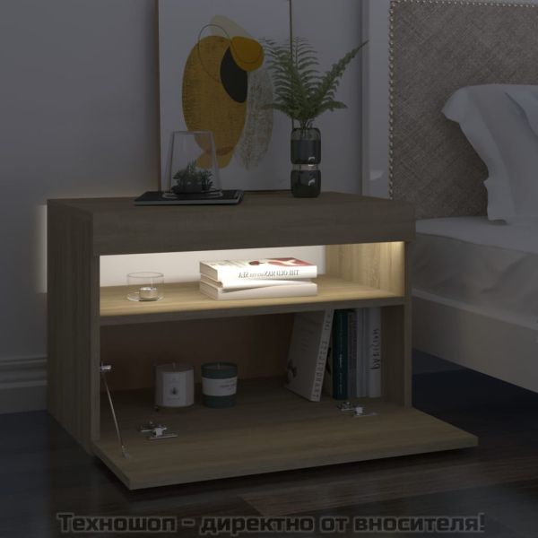 ТВ шкаф с LED осветление, дъб сонома, 60x35x40 см