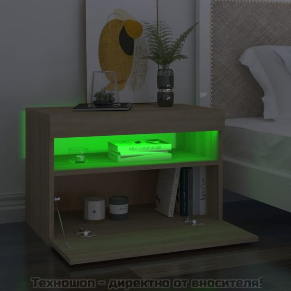 ТВ шкаф с LED осветление, дъб сонома, 60x35x40 см