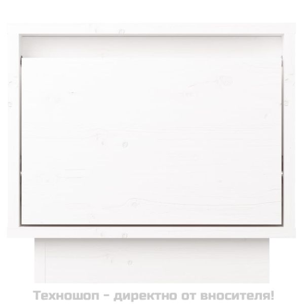 Нощно шкафче, бяло, 35x34x32 см, борово дърво масив