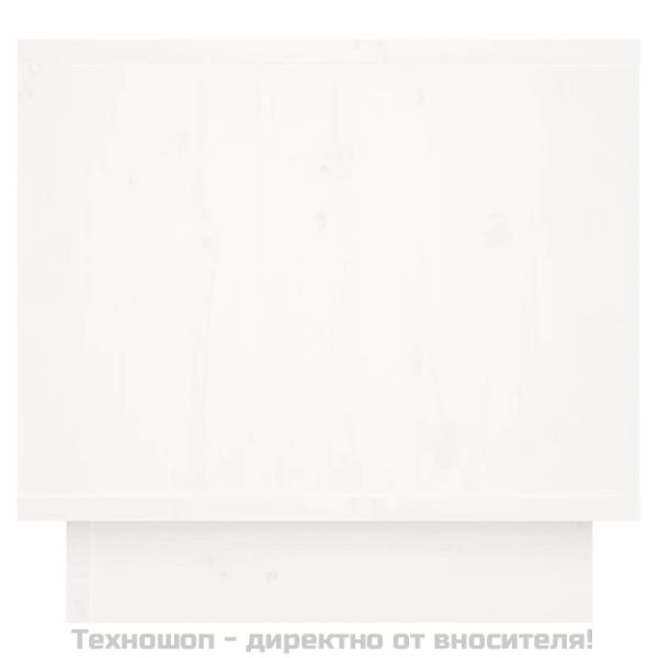 Нощно шкафче, бяло, 35x34x32 см, борово дърво масив