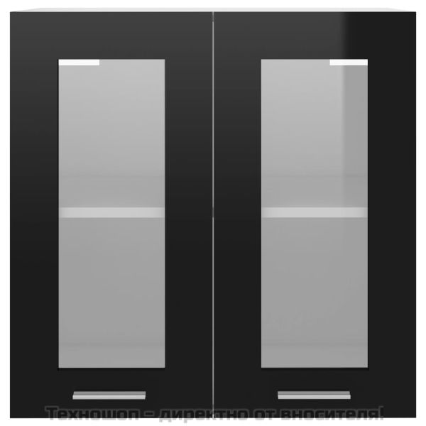 Висящ стъклен шкаф "Lyon", черен, 60x31x60 см, инженерно дърво