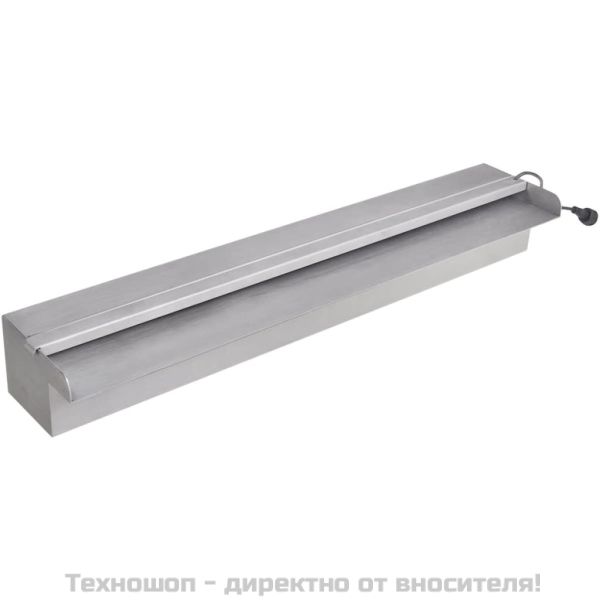 Правоъгълен фонтан за басейн, LED, неръждаема стомана, 60 см