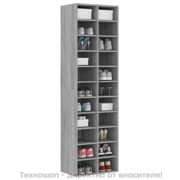 Шкаф за обувки, сив сонома, 54x34x183 см, инженерно дърво