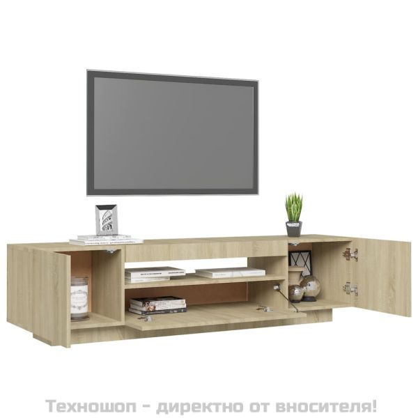 ТВ шкаф с LED осветление, дъб сонома, 160x35x40 см