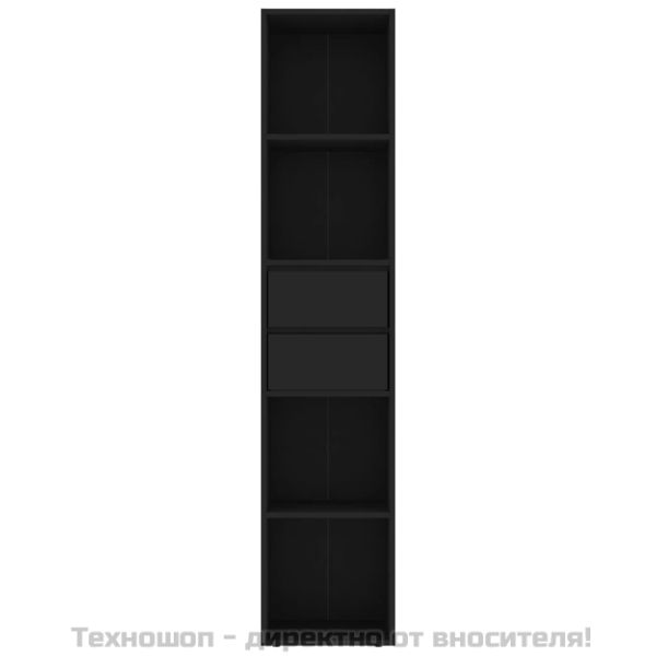 Шкаф библиотека, черен, 36x30x171 см, инженерно дърво