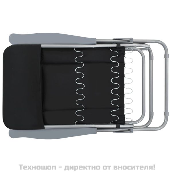 Сгъваеми градински столове с възглавници, 2 бр, черни