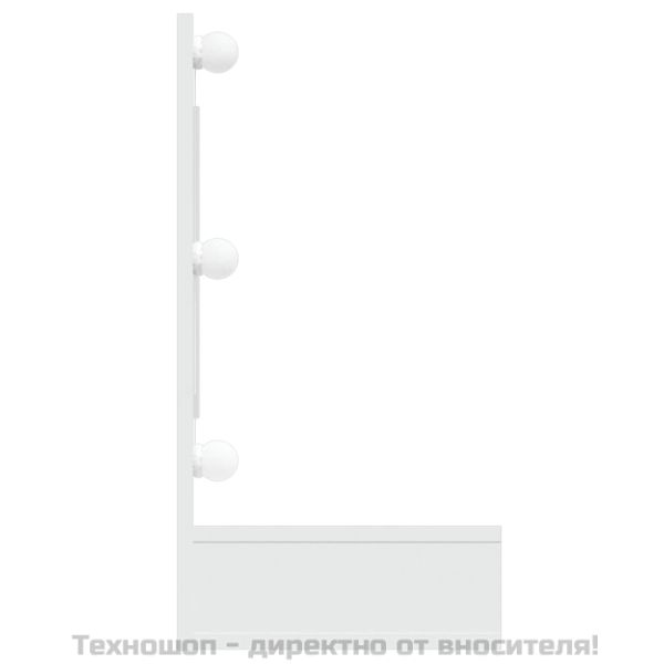 Огледален шкаф с LED, бял, 90x31,5x62 см