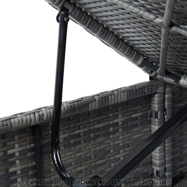 Шезлонг с шалте, полиратан, сив