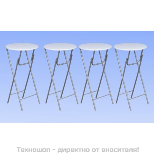 Комплект бар маси с МДФ плот, 4 броя, бял