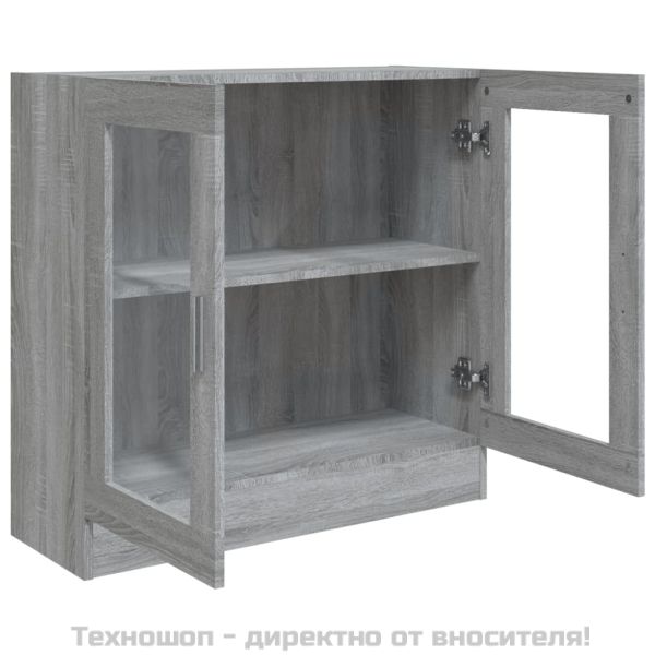 Шкаф витрина, сив сонома, 82,5x30,5x80 см, инженерно дърво