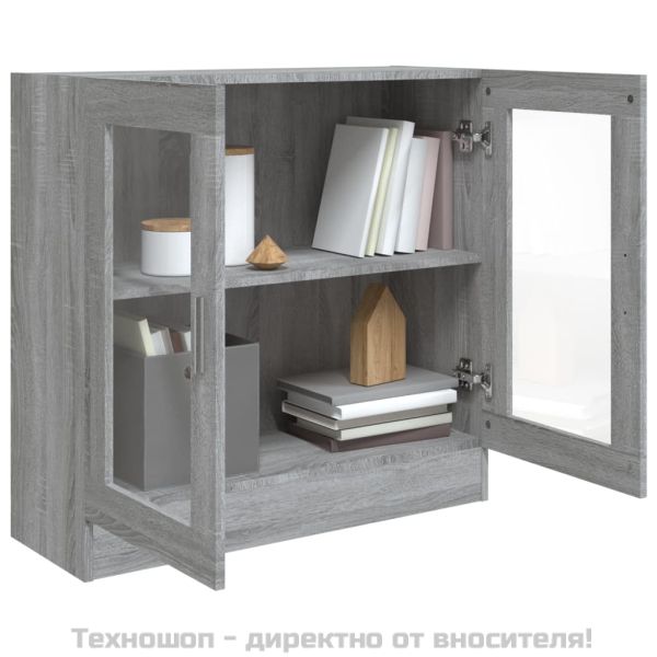 Шкаф витрина, сив сонома, 82,5x30,5x80 см, инженерно дърво