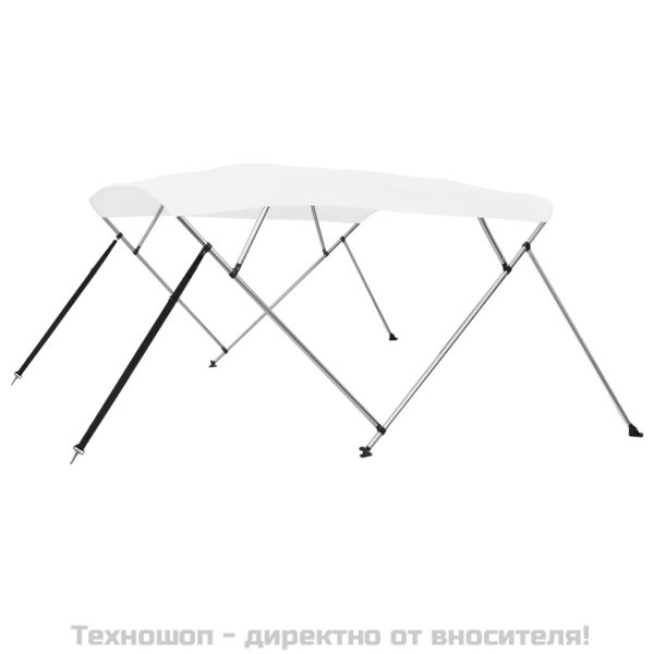 Тента за лодка, 4 дъги, бяла, 243x180x137 см