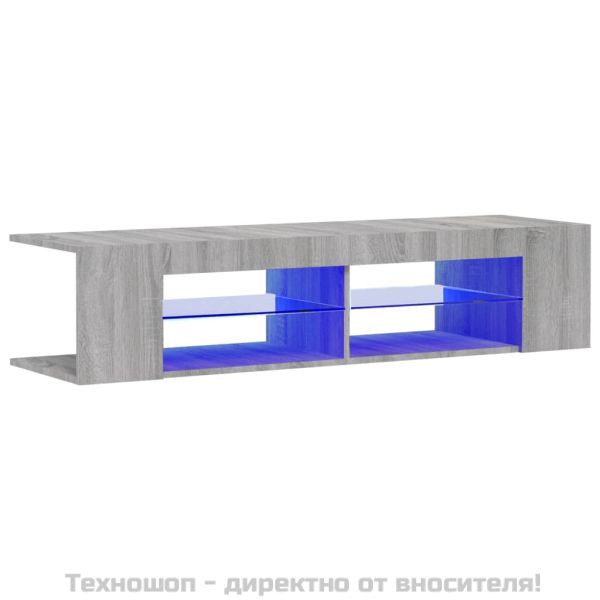 ТВ шкаф с LED осветление, сив сонома, 135x39x30 см