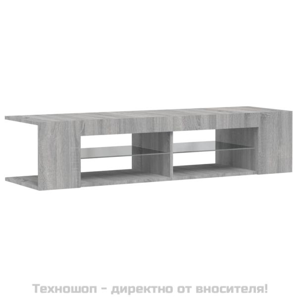 ТВ шкаф с LED осветление, сив сонома, 135x39x30 см