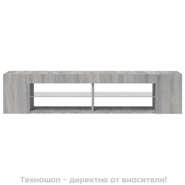 ТВ шкаф с LED осветление, сив сонома, 135x39x30 см