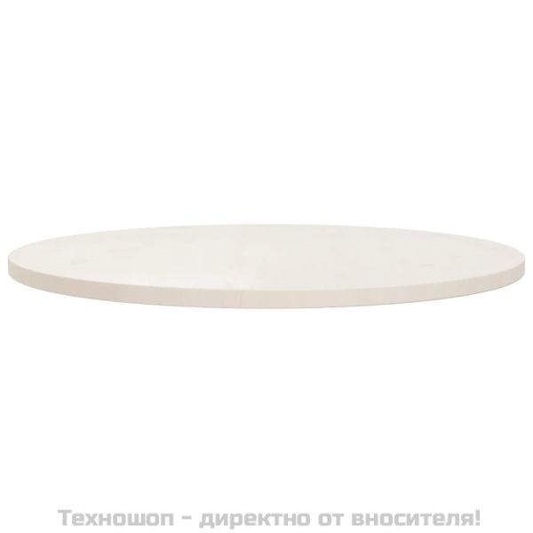 Плот за маса, бял, Ø80x2,5 см, бор масив