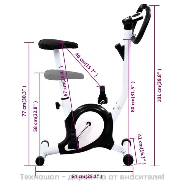 Велоергометър с ремъчно задвижване, черен