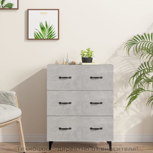 Сайдборд, бетонно сив, 69,5x34x90 см, инженерно дърво