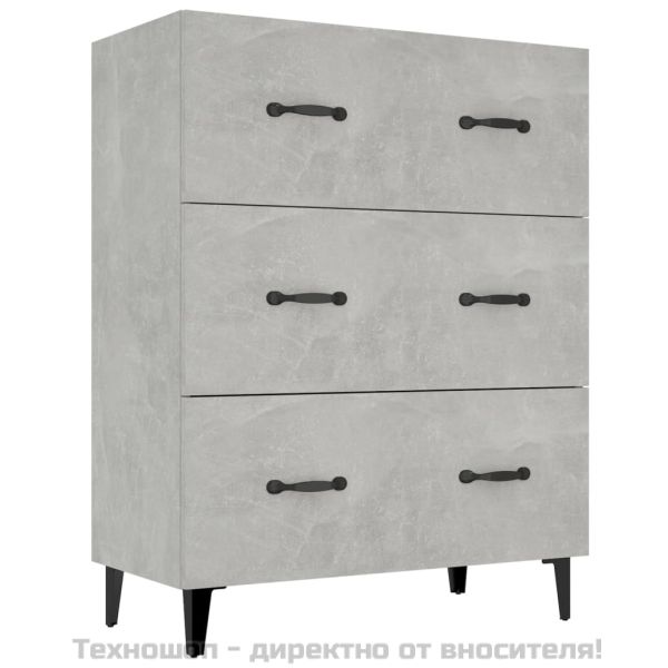 Сайдборд, бетонно сив, 69,5x34x90 см, инженерно дърво