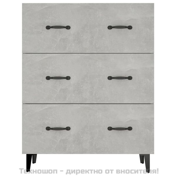 Сайдборд, бетонно сив, 69,5x34x90 см, инженерно дърво