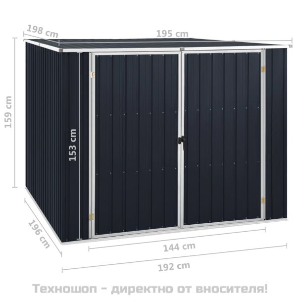 Градинска барака, антрацит, 195x198x159 см, поцинкована стомана