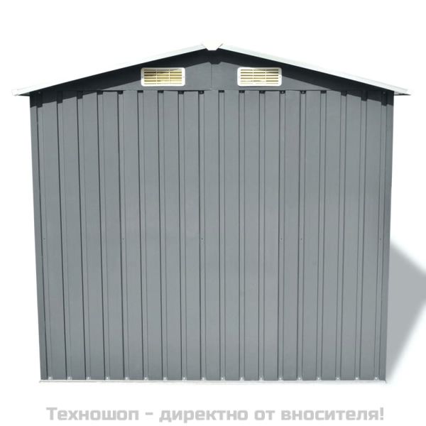 Градинска барака за съхранение, сива, метал, 204x132x186 см