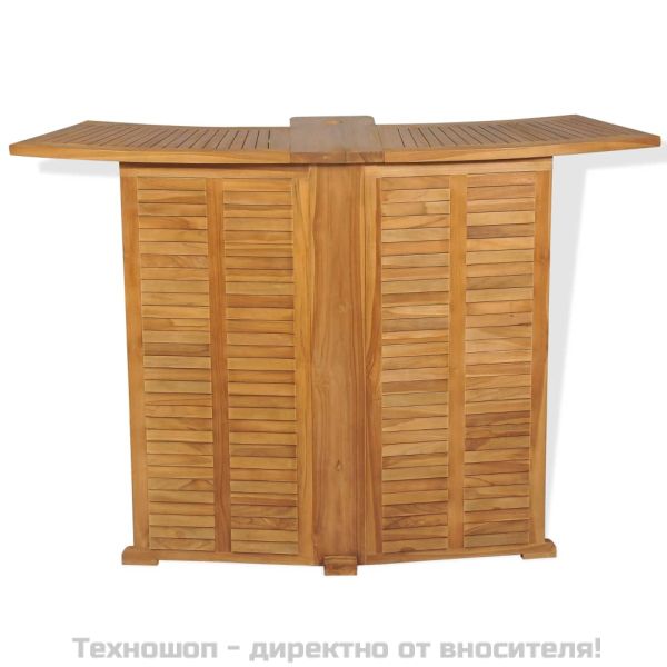 Бистро комплект със сгъваеми столове, 3 части, тик масив
