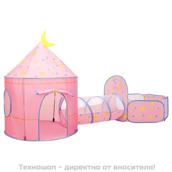 Детска палатка за игра с 250 топки розова 301x120x128 см