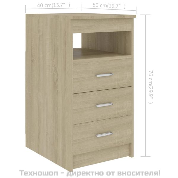 Шкаф с чекмеджета, сонома дъб, 40x50x76 см, инженерна дървесина