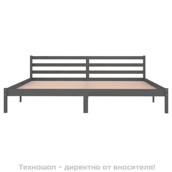 Рамка за легло, бор масив, 200x200 см, сива