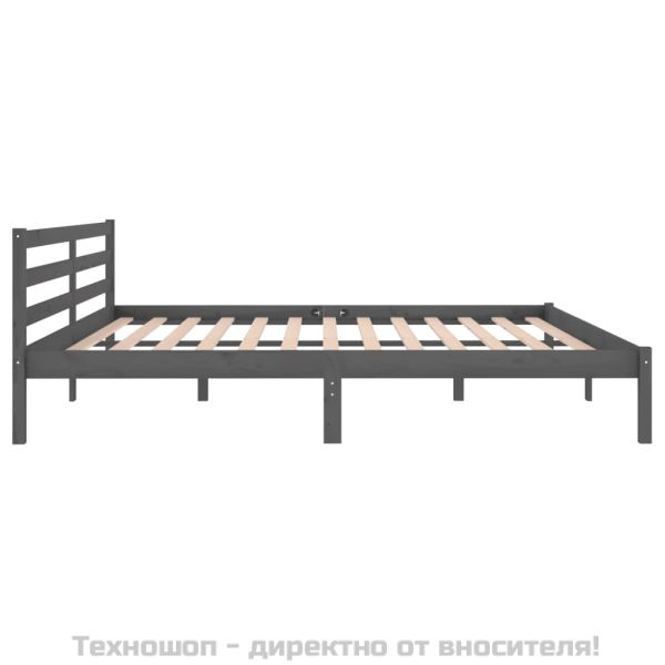 Рамка за легло, бор масив, 200x200 см, сива