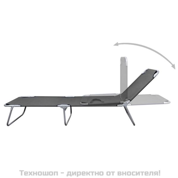Сгъваем шезлонг с регулируема облегалка, сив