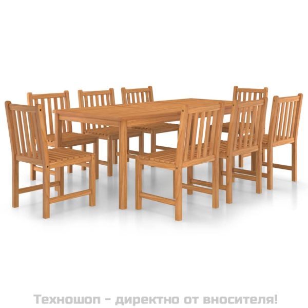 Градински комплект за хранене, 9 части, 200x100 см, масивно тиково дърво