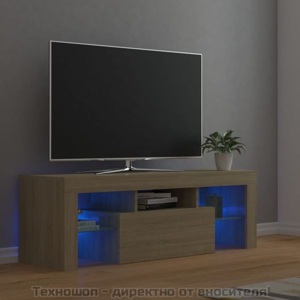 ТВ шкаф с LED осветление, дъб сонома, 120x35x40 см
