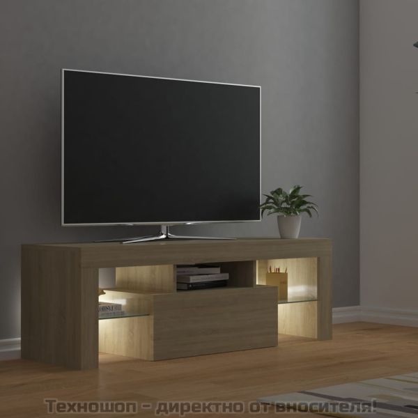 ТВ шкаф с LED осветление, дъб сонома, 120x35x40 см