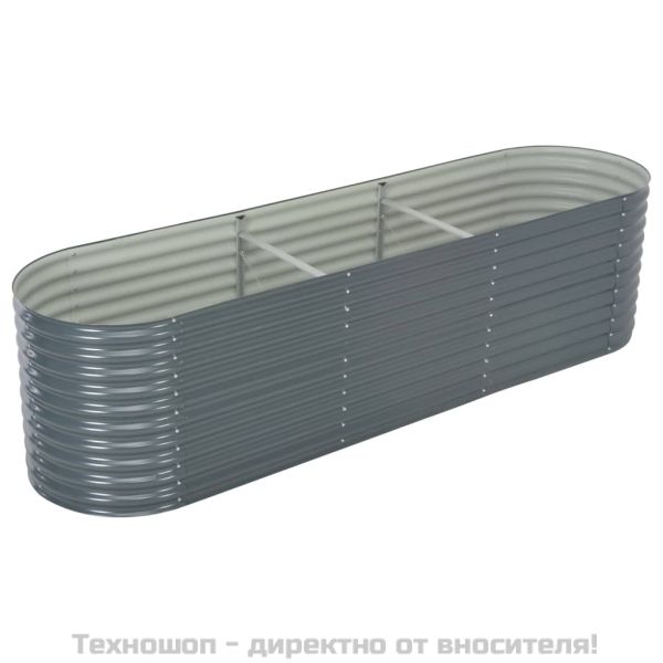 Градинска висока леха 320x80x81 см поцинкована стомана сива