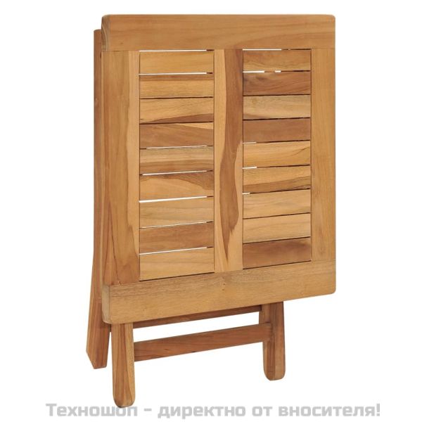 Шезлонг с масичка, тиково дърво масив